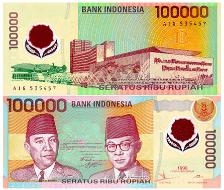 Indonesisch papiergeld 100000 Rupiah